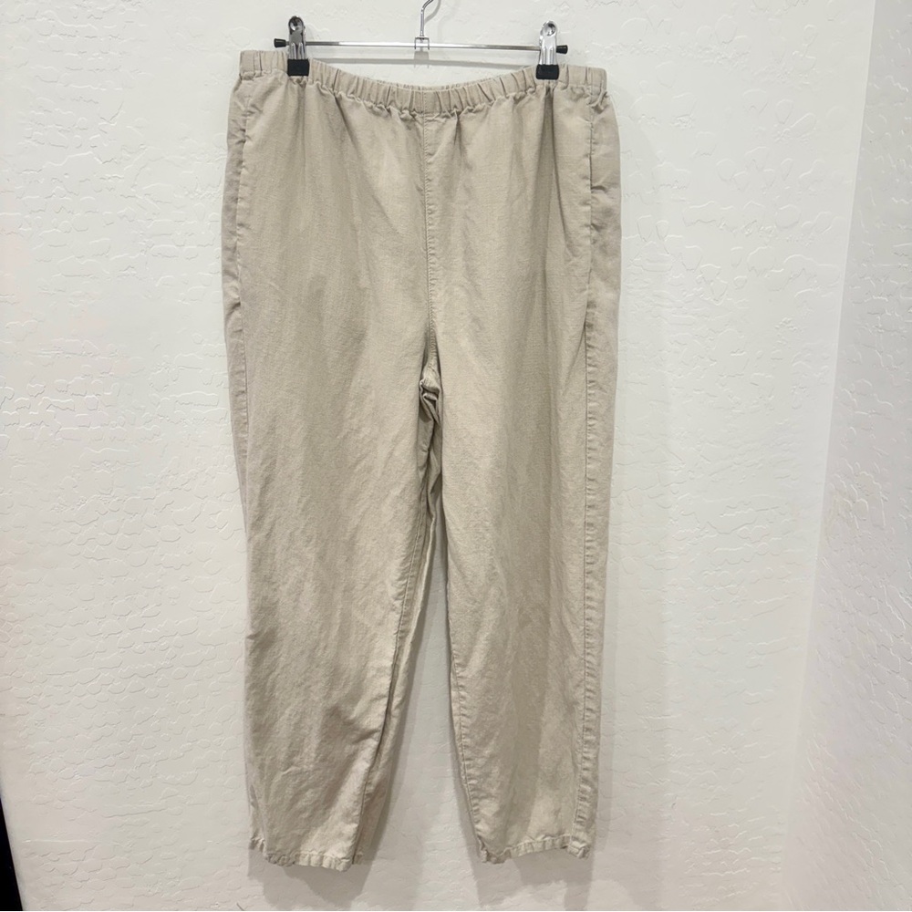 J. Crew Linen Blend Pants Womens Large Straight Leg Old Money Spring Classic